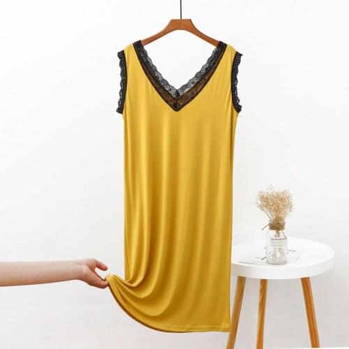 Summer Woman Short Mini Nightgown Sleepwear Sleeveless V Neck Homewear Ladies Dress Sexy Lace Loose Casual Nighties Homewear