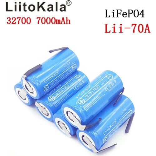 2019 LiitoKala 3.2V 32700 7000mAh 6500mAh LiFePO4 Battery 35A Continuous Discharge Maximum 55A High power battery+Nickel sheets