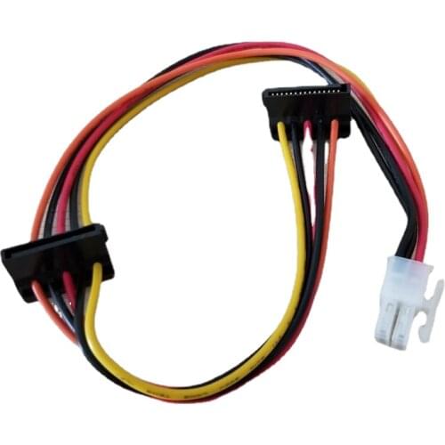 ATX Motherboard 4pin to 2-Port Serial ATA SATA Hard Drive Adapter Power Cable for Lenovo IPC & Tax Controller 18AWG