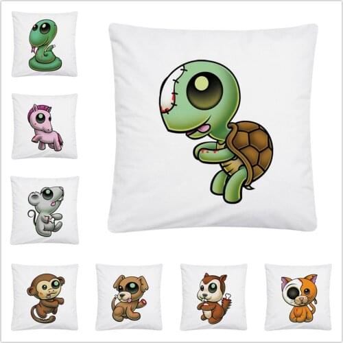 Cute big-eyed turtle cat dog monkey pattern Soft Short Plush Cushion Cover Pillow Case for Home Sofa Car Decor Pillowcase45X45cm