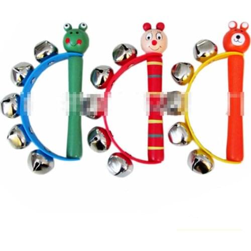 Cute Cartoon Semicircle Hand Bells Baby Kids Toy Rattle Fun Toys Head Wooden Education Cheap Early Lovely Animal