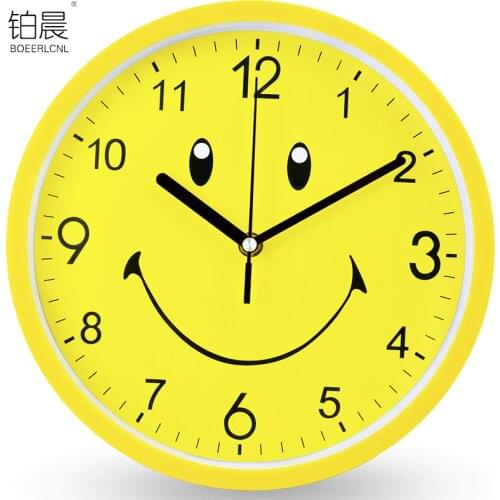 Cartoon Yellow Wall Clock Modern Design Smiley Chldren Bedroom Silent Kitchen Home Watch Simple Reloj Living Room Decor ZB6WC