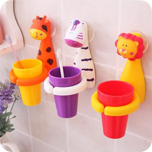 Cartoon Creative Children Suction Cup Toothpaste Toothbrush Holder Baby Nursing Bathroom Sets Wash Gargle Suit Storage Container
