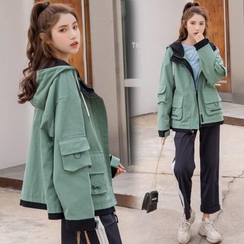 2021 New Autumn Womens Jacket Long Sleeve Women Coat Windbreaker Female Hooded Casual Basic Jackets Overcoat Outerwear