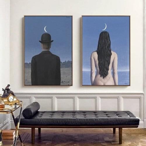 Surrealist Scandinavian ArtworkArtist Rene Magritte Posters and Painting Canvas Wall Art Pictures for Home Decor Cuadros
