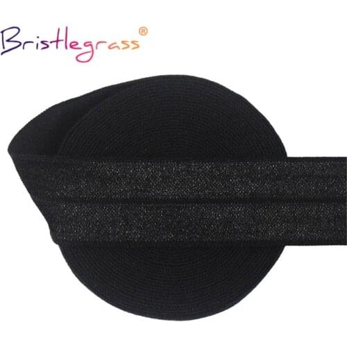 BRISTLEGRASS 50 100 Yard by Roll 1" 25mm Solid Shiny Fold Over Elastic FOE Spandex Satin Band Tape Hair Tie Headband Sewing Trim