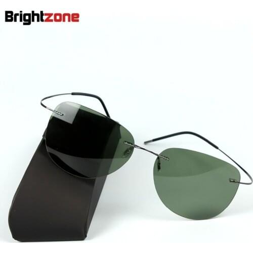 2021 Titanium frame Rimless Polarized sunglasses Super light Men Driving mirror Sunglasses Women Men Sun Glasses Summer Style