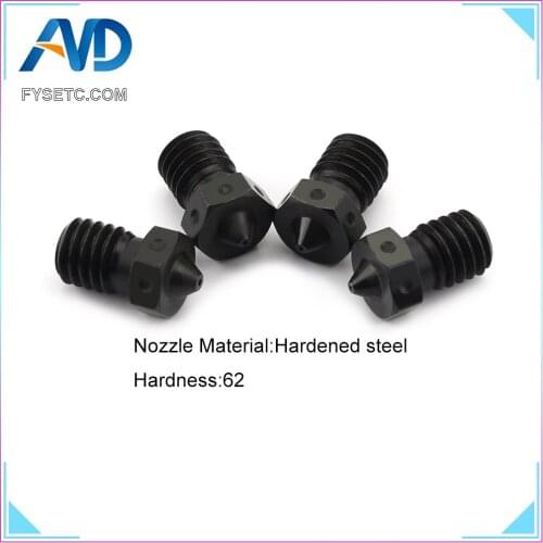 5pcs Hardened Steel V6 Nozzles 62hardness For High Temperature 3D Print PEI PEEK Carbon Fiber Filament For E3D Titan Aero Hotend
