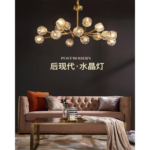 Postmodern chandelier copper light luxury simple Nordic living room dining room bedroom crystal lamps personality creative molec