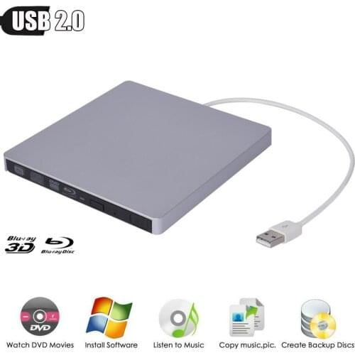 Bluray USB 2.0 External Optical Drive DVD Burner BD-ROM Blu-ray Player for WINDOWS XP/7/8/10 Mac Desktop Laptop PC