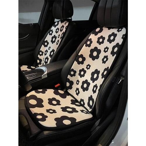Four Seasons Universal Cotton Linen Summer Cool Cartoon Flower Car Interior Seat Cushion Cover