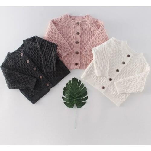 Diamond Pattern Boys Girls Outerwear 2020 Spring Baby Sweater Knitting Solid Color Top Versatile Cardigan Newborn Knit Sweater