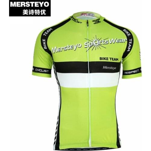 MERSTEYO Team Green Men Cycling Jersey Summer Bicycle Breathable Top Ropa Ciclismo Bike Clothing T-shirt Cycle Gear