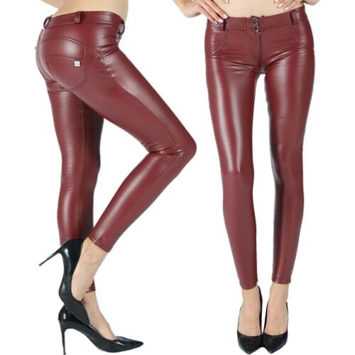 Melody Womens Pants Burgundy Leather Trousers Leggings Warm Skinny Womens Seamless Firm Control Shapewear Workout Sports