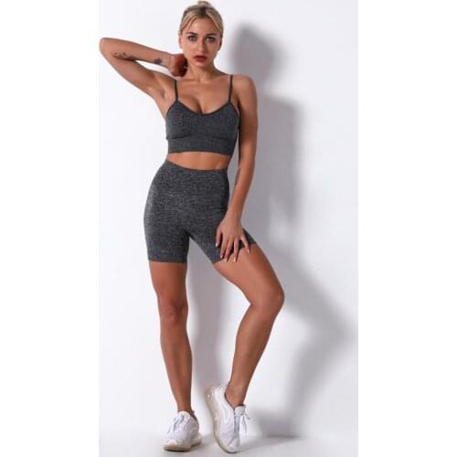 Women Set 2 Piece Shorts Set Seamless Yoga Suit Workout Gym Clothes Fitness Bra Shorts Sports Suits for Sportswear Exercise