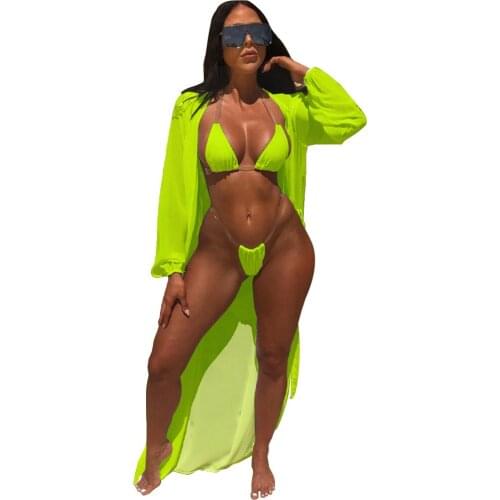 Swimwear Women Summer Swimsuit Sexy Bikini Ladies Solid Sexi Bikinis Push-up Padded Swimwear Swimsuit Beachwear Three Piece Set