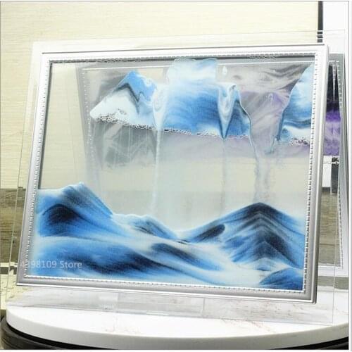 Dynamic Liquid Sand Painting, Glass Frame, Landscape Painting, Artwork, Table Setting, Home Decoration Accessories and Gifts