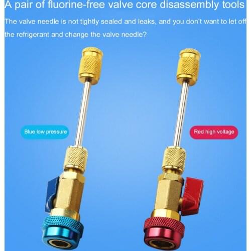 1 Pair R134a Spool Red Blue Valve Core Tool For Airtight Core Automobile Air Conditioner Valve Needle Replacement Tool