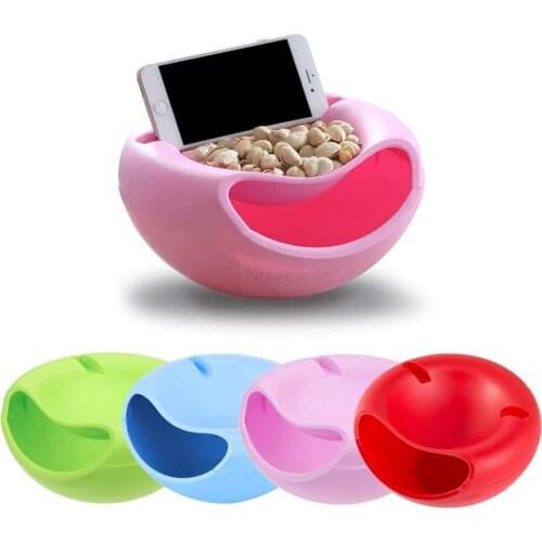 1 PCS Modern Living Room Creative Shape Lazy Snack Bowl Plastic Double Layers Snack Storage Box Bowl Lazy Fruit Plate Bowl