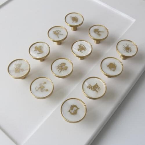 12 Constellations Brass+Crystal Knobs and Handles Nordic Creativity Wall Hooks Light Luxury Cabinet Door Handle Furniture Decor