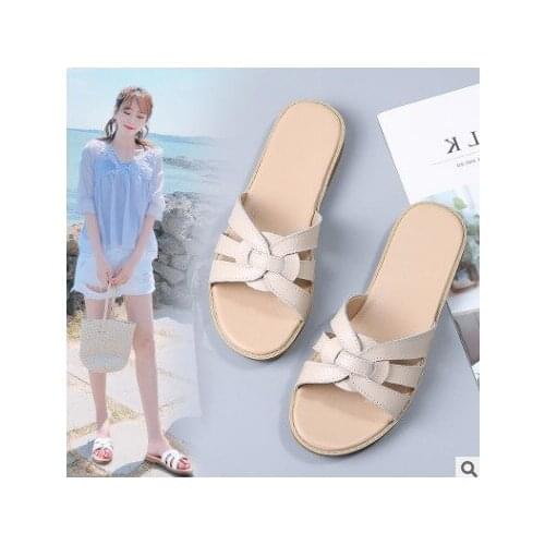 2020 Popular summernew cross flat bottom large European and American womens slippers