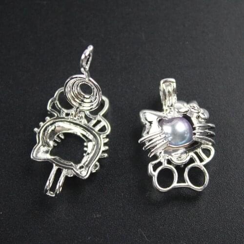 24*16mm Cat Can Open,Aromatherapy locket Diffuser Necklace Volcanic Setting Lava Stone Ball Fine Jewelry,Hiroshi Mori