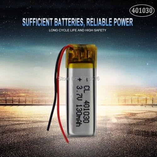 3.7V 130mAh 30*10*4mm 401030 lithium ion li ion battery for MP3 MP4 MP5 DVD toy mobile bluetooth earphone lipo Rechargeable cell