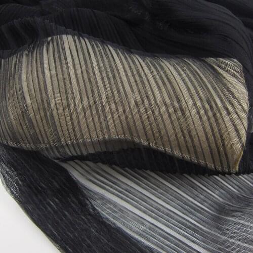 5Meters Black DIY Pleated Lace Fabric Mesh Ruffled Organ Transparent Tulle Net Tutu Skirt Clothing Wedding Dress Material