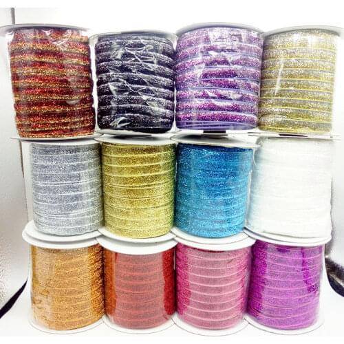 100 yards 5/8" width 15mm Sparkle Glitter metallic Velvet ribbon Headband Clips Bow wedding decoration party decor DIY 49colors