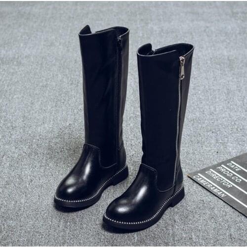 Kids Casual Shoes 2020 Autumn Winter Children Fashion Mid Calf Snow Boots Brand Black Shoes Girls Genuine Leather Martin Boots