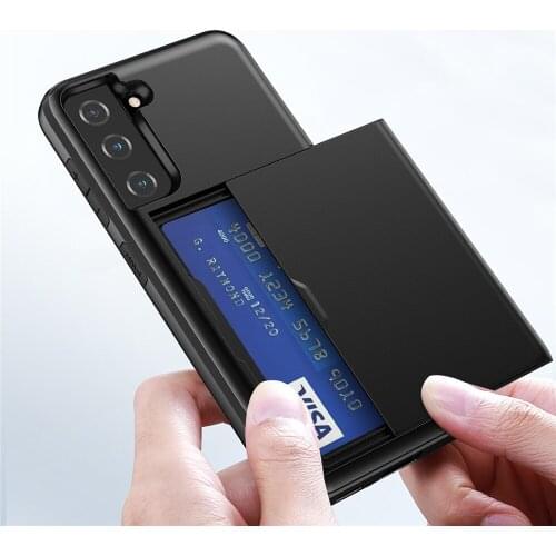 For Samsung S21 Plus Case Galaxy S30 Ultra Cover Hybrid Tough Slide Wallet Card Armor Case For Samsung S21 Ultra S30 Plus Case