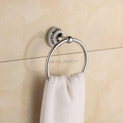 Zinc Alloy Material Factory Direct Chrome Polished Towel Ring Wall Mounted Fashion Bathroom Accessories Towel Holder ZR2208