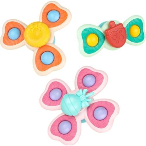 Baby Rattles For Kids Shower Bathroom Grasping Gyro Animal Sucker Bathing Toy Montessori Touch Sensory Toys Kids Spinning Top