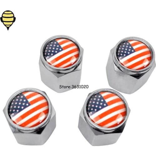 For American Flag Logo Wheel Tire Valve Stem Caps Emblem For MINI Cooper Lexus Chevrolet Land Rover Cadillac Buick BMW KIA Fiat