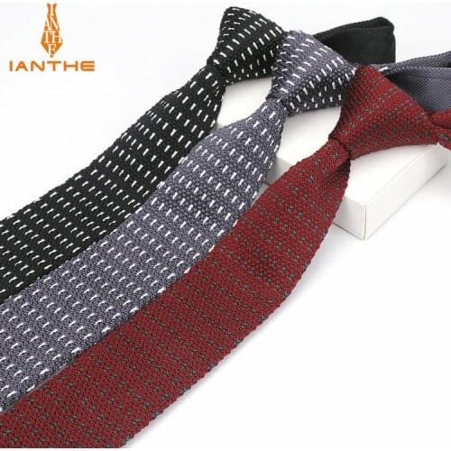 Ianthe Brand New Skinny Knit Ties For Men Knitted Necktie Wedding Knitting Slim Gravatas Mens Wool Tie Corbatas Vestidos Cravat