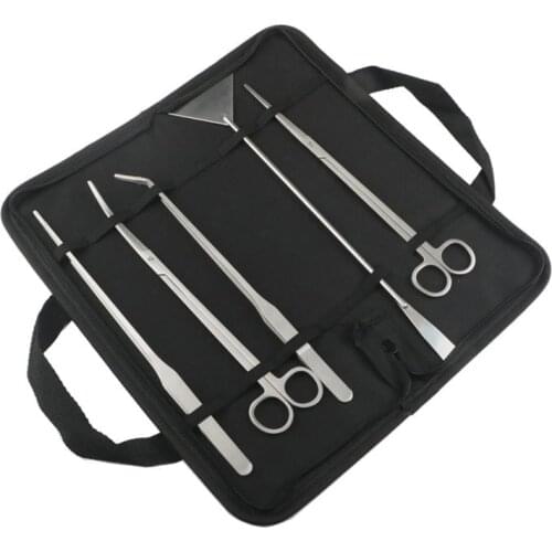 6pcs/set Aquarium Tools Set Plants Tweezers and Scissors Grass Stainless Steel Cleaning Tools Water Plants Fish Tank Accessories