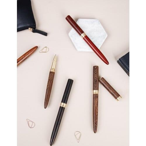 Creative Brass And Art Sandalwood Neutral Pen Chinese Style Business Signature Pen 0.5mm Black Refill Gel Pen