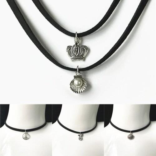 Hot New Fashion Jewelry Simple Black Velvet Ribbon Crystal Necklace Alloy Pendant Chokers Necklace For Women 2021 Jewelry Gift