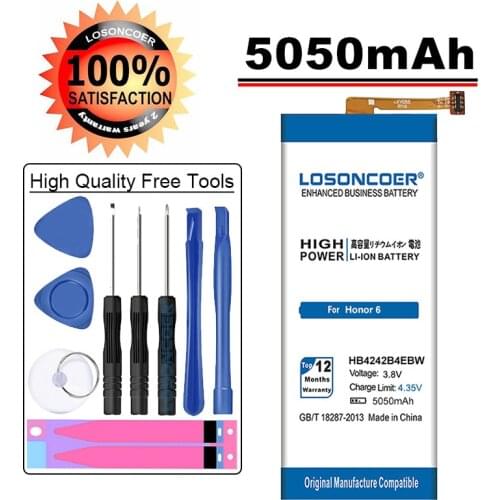 LOSONCOER 5050mAh HB4242B4EBW Battery For Huawei honor 6 H60-L01 H60-L02 H60-L11 H60-L04 honor 4X che2-l11 Battery