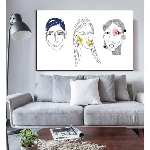 Cute Abstract Retro Black Line Woman Canvas Painting Prints Poster Living Room Kidroom Home Decor Wall Art Picture