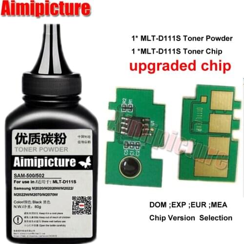 MLT-D111S D111S 111 111S Refill Toner and toner cartridge chip For samsung M2020 M2022 M2070 M2026 printer 80g+1pc/lot