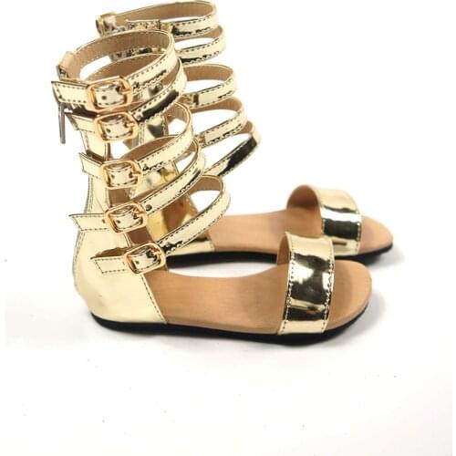 Fashion summer Girls Roman sandals Handmade Baby sandals Kids shoes Princess shoes Non-slip Children leathe Sandals for kids