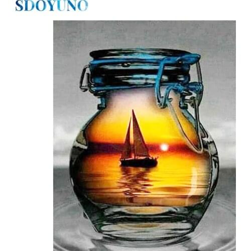 SDOYUNO Full Square/Round Diamond Painting Kits Seascape 5D DIY Diamond Embroidery Mosaic Landscape Rhinestone Scenery Decor