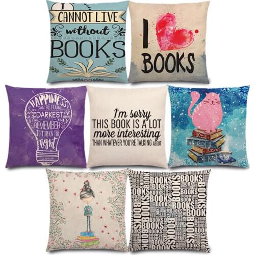 New Happy Days Good Time Reading Books Beautiful Life Gorgeous Words Decorative Letters Nice Cushion Cover Sofa Pillow Case