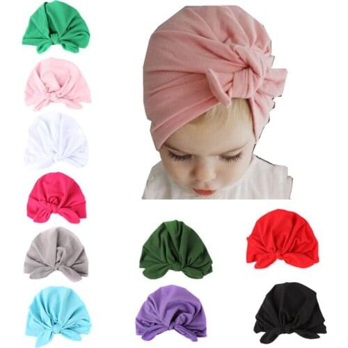 Solid Newborn Baby Turban Baby Girl Hair Accessories Knot Bow Baby Headbands Bow Knot Turban For Kids One Size Solid Color