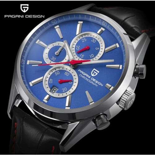 PAGANI DESIGN Luxury Luxury Multifunctional Mens Fashion Blue Dial Chronograph Quartz Watch Mens Sports Watch Business Steel
