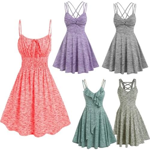 Casual Dress Plus Size Women Ruched Bust Space Dye Dress Spaghetti Strap Sexy Party Dress Robe Femme Fashion Dress