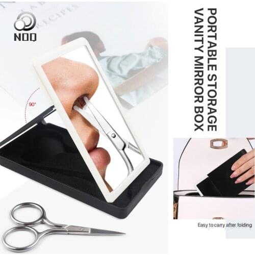 NOQ Professional Scissor Set With Mirror Manicure For Nails Eyebrow Nose Eyelash Cuticle Scissors Curved Pedicure Makeup Tool