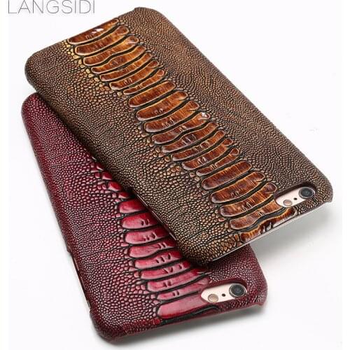 Luxury brand phone case ostrich foot grain half-wrapped phone case For iPhone 6 Plus phone case handmade custom processing