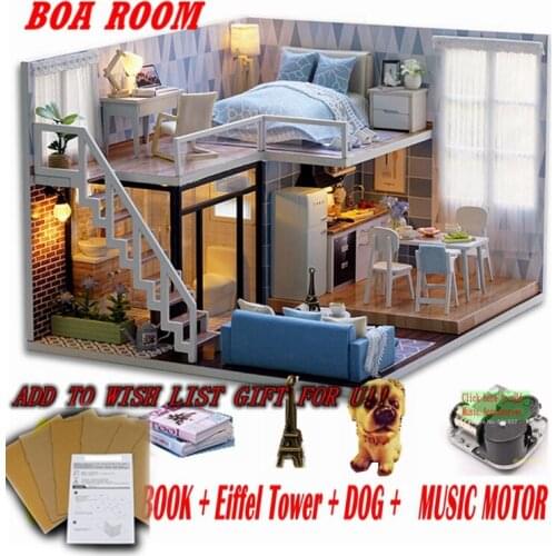 Christmas Gift Diy Doll House Furniture Diy Miniature 3D Wooden Miniaturas Dollhouse Toys for Children Birthday Gifts L023